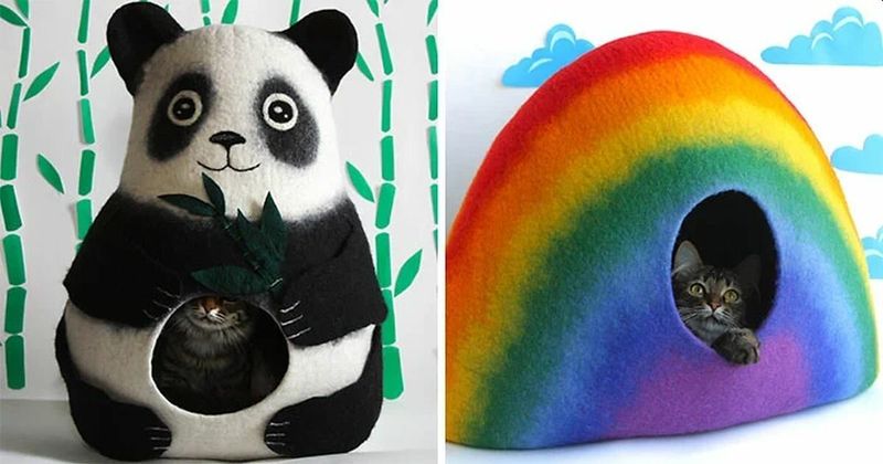 16 забавных кошачьих домиков из фетра от украинских мастеров Meow Felt зверушки, живность, питомцы, животные