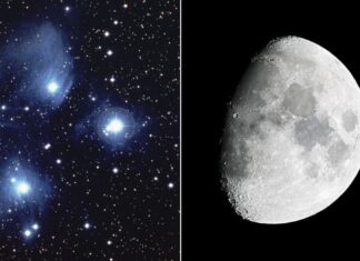 Pleiades and Waxing Moon Align in Stunning Night Sky Display